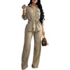 CHICME 2 Piece Sets for Women Fall Outfits Business Casual(Khaki)