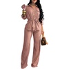 CHICME 2 Piece Sets for Women Fall Outfits Business Casual(Pink)