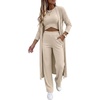 CHICME Women’s 3 Piece Lounge Set Ribbed Cardigan Tank Wide Leg Pant(Apricot)