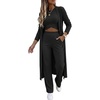 CHICME Women’s 3 Piece Lounge Set Ribbed Cardigan Tank Wide Leg Pant(Black)