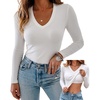 CHICME Women’s Built-in Bra Long Sleeve Ribbed Knit Top(A-beige)