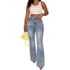 CHICME Women’s Rhinestone Flare Distressed Ripped Bell Bottom Jeans(Lighted Blue)