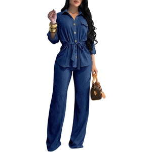 CHICME 2 Piece Sets for Women Fall Outfits Business Casual(Blue)