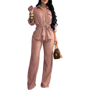 CHICME 2 Piece Sets for Women Fall Outfits Business Casual(Pink)