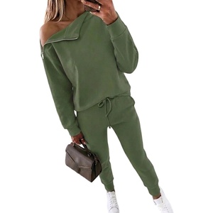 CHICME Womens 2 Piece Outfits Fall Tracksuit(Green)
